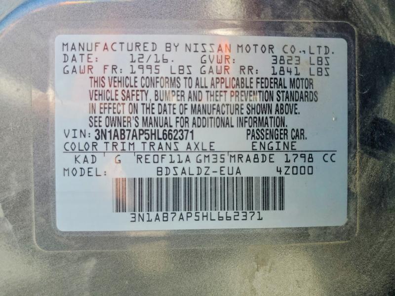 53295976 :رقم المزاد ، 3N1AB7AP5HL662371 vin ، 2017 Nissan Sentra مزاد بيع