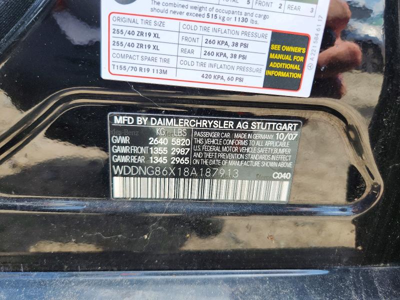 Aukcja sprzedaży 2008 Mercedes-benz S, vin: WDDNG86X18A187913, numer aukcji: 54200226