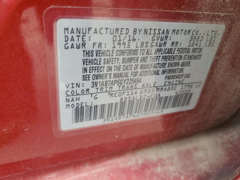 Продаж на аукціоні авто 2016 Nissan Sentra, vin: 3N1AB7AP6GY225464, номер лоту: 54291006