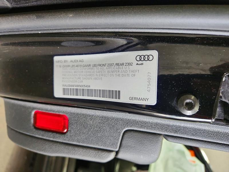 Продажа на аукционе авто 2019 Audi A4, vin: WAUGMAF46KN005404, номер лота: 54595456