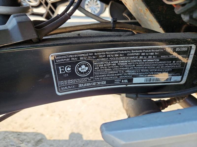 54050016 :رقم المزاد ، 2BXJAWA1X8V001838 vin ، 2008 Can-am Spyder Gs مزاد بيع