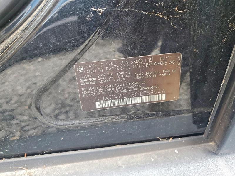 Продаж на аукціоні авто 2012 Bmw X5, vin: 5UXZV4C55CL759946, номер лоту: 55081896