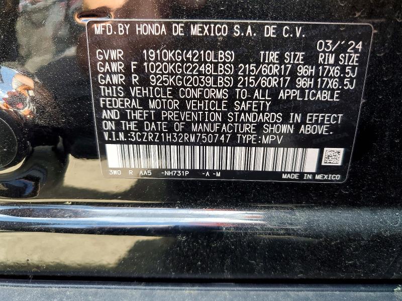 Продаж на аукціоні авто 2024 Honda Hr-v, vin: 3CZRZ1H32RM750747, номер лоту: 54124306