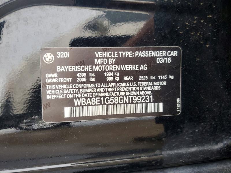 Продажа на аукционе авто 2016 Bmw 320, vin: WBA8E1G58GNT99231, номер лота: 51987626