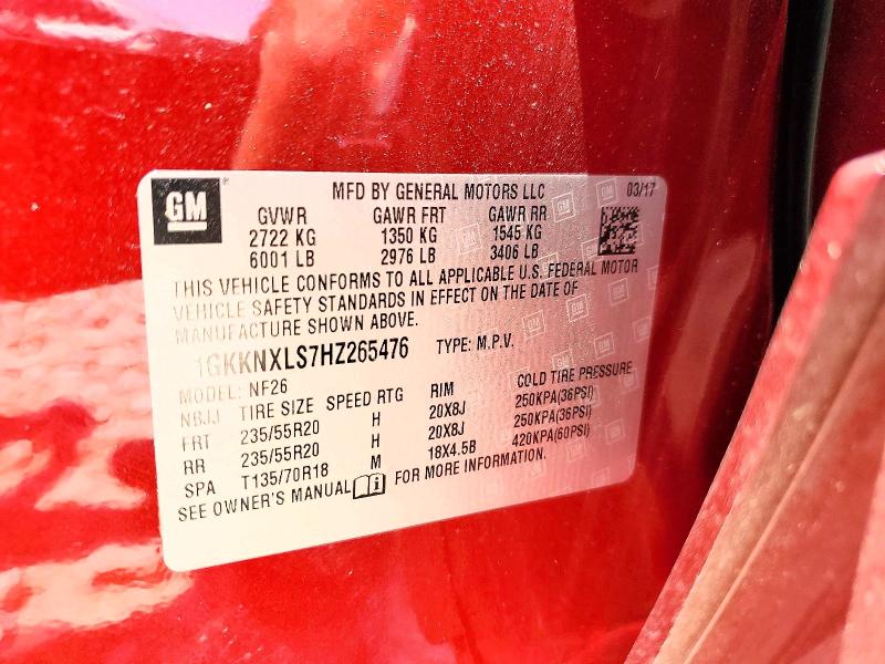 2017 Gmc Acadia მანქანა იყიდება აუქციონზე, vin: 1GKKNXLS7HZ265476, აუქციონის ნომერი: 53447556