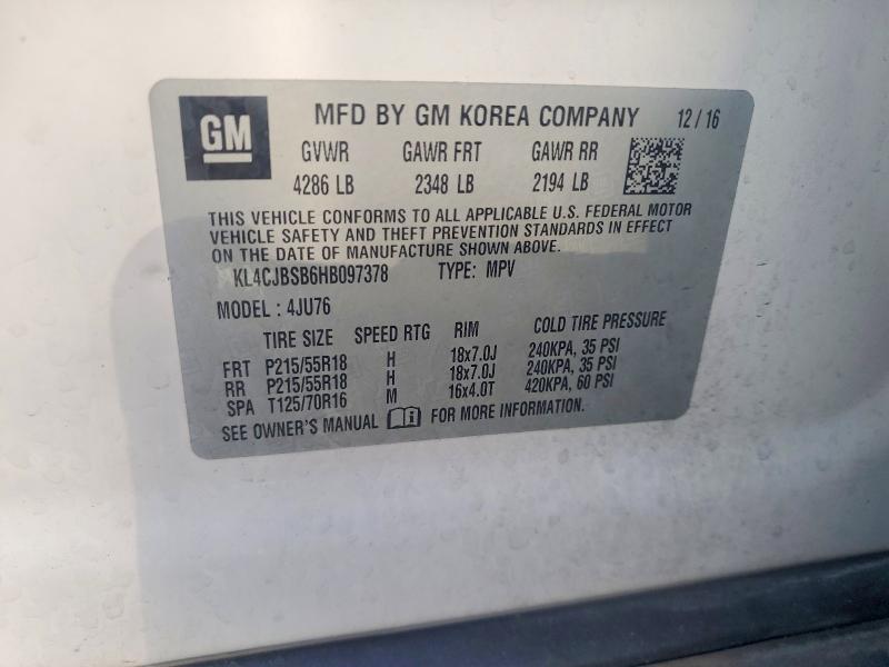 Продажа на аукционе авто 2017 Buick Encore, vin: KL4CJBSB6HB097378, номер лота: 54058206