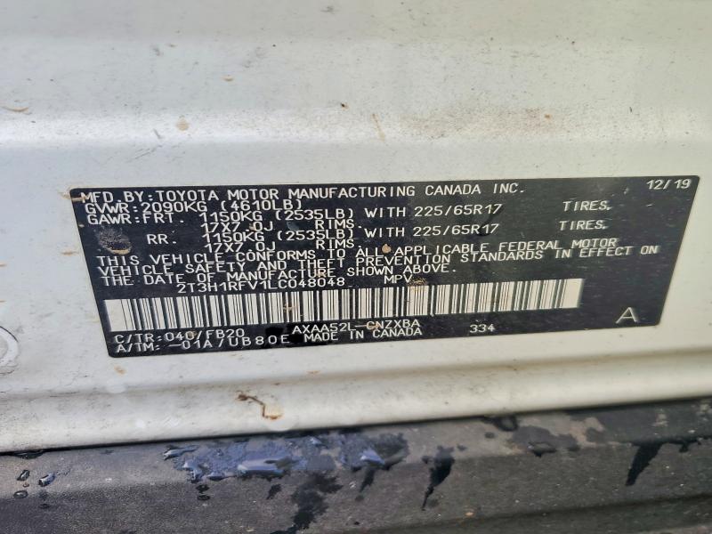 Aukcja sprzedaży 2020 Toyota Rav4, vin: 2T3H1RFV1LC048048, numer aukcji: 52928336