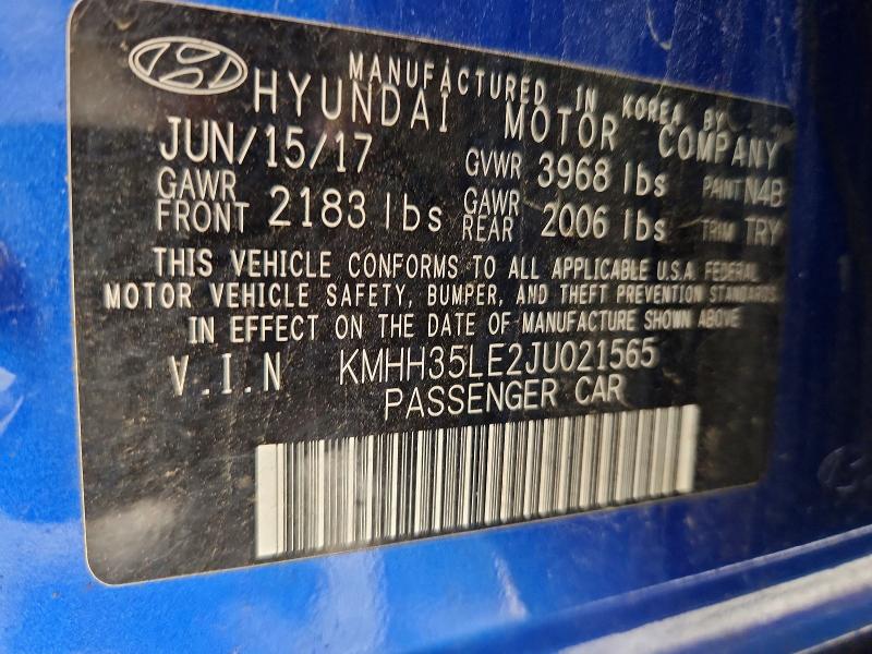 Продаж на аукціоні авто 2018 Hyundai Elantra Gt, vin: KMHH35LE2JU021565, номер лоту: 54693476
