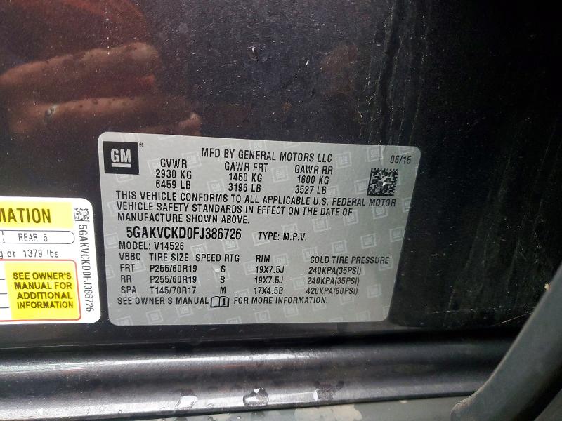 Aukcja sprzedaży 2015 Buick Enclave, vin: 5GAKVCKD0FJ386726, numer aukcji: 53564766