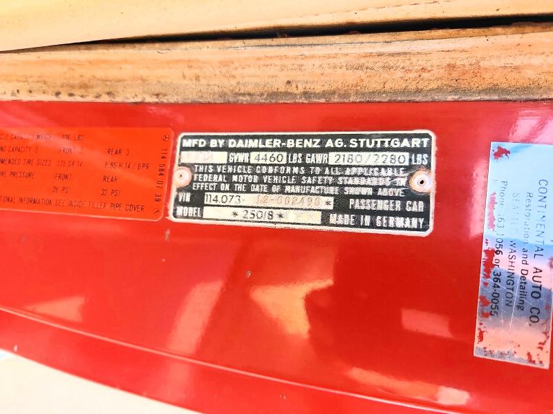 53117996 :رقم المزاد ، 11407312002490 vin ، 1973 Mercedes-benz 280c مزاد بيع