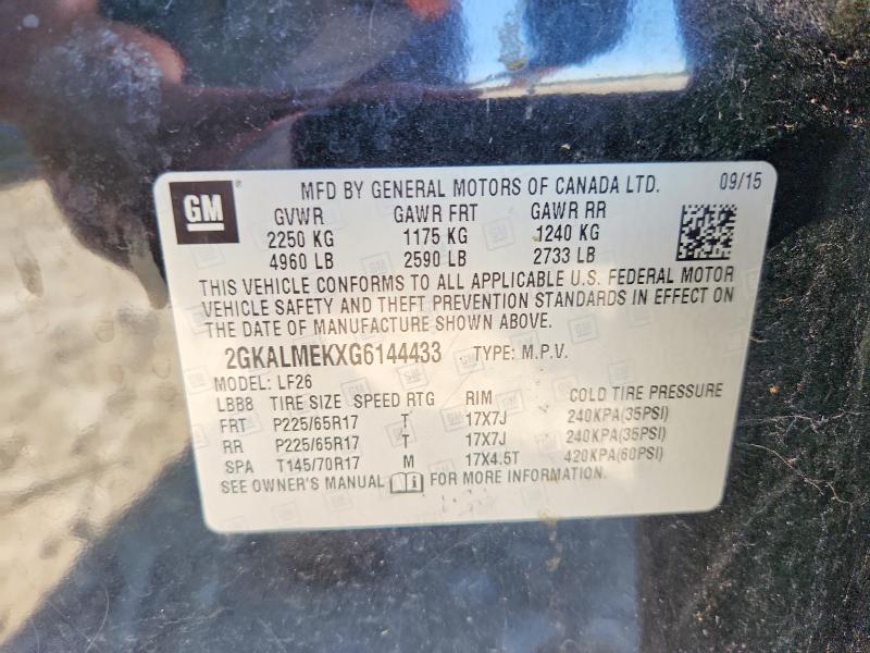 Aukcja sprzedaży 2016 Gmc Terrain, vin: 2GKALMEKXG6144433, numer aukcji: 51980776
