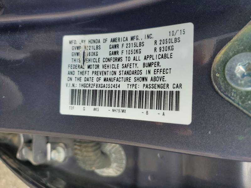 55068156 :رقم المزاد ، 1HGCR2F8XGA050454 vin ، 2016 Honda Accord مزاد بيع