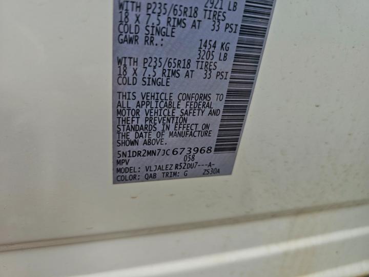 Продаж на аукціоні авто 2018 Nissan Pathfinder, vin: 5N1DR2MN7JC673968, номер лоту: 54651546