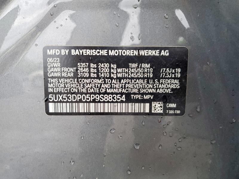 Aukcja sprzedaży 2023 Bmw X3, vin: 5UX53DP05P9S88354, numer aukcji: 52606866