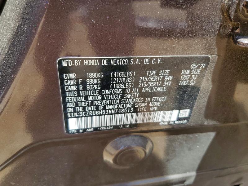 Продажа на аукционе авто 2021 Honda Hr-v, vin: 3CZRU6H53MM748513, номер лота: 53801406