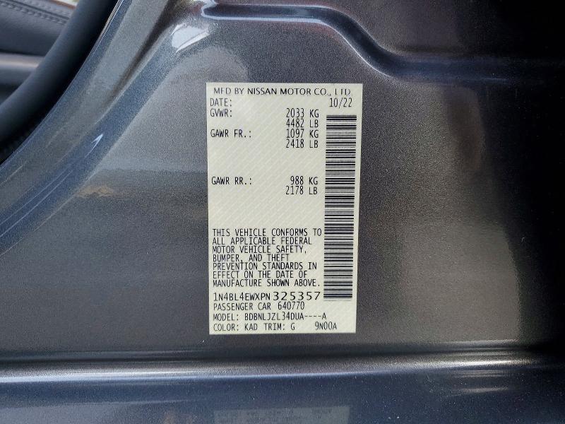 Продажа на аукционе авто 2023 Nissan Altima, vin: 1N4BL4EWXPN325357, номер лота: 52529956