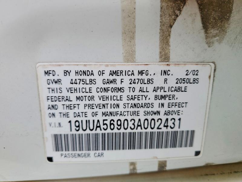 Продажа на аукционе авто 2003 Acura 3.2tl, vin: 19UUA56903A002431, номер лота: 53566826