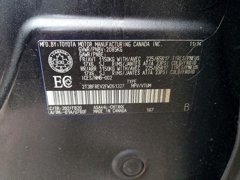 Продаж на аукціоні авто 2015 Toyota Rav4, vin: 2T3BFREV2FW261327, номер лоту: 55556576