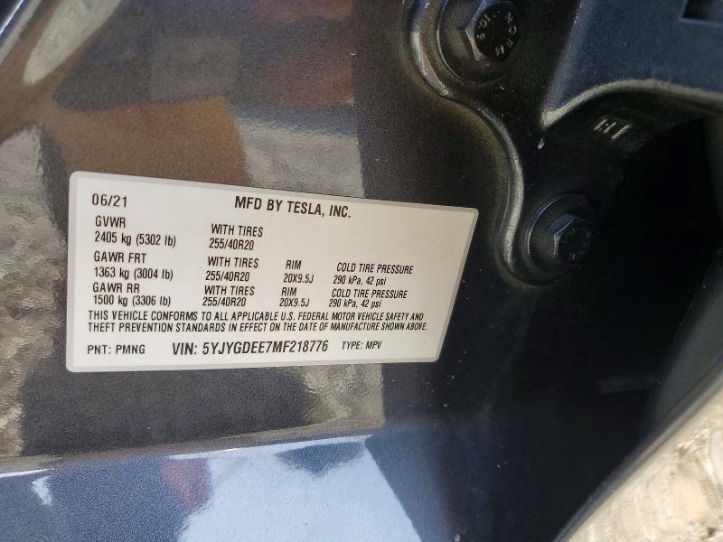 Продаж на аукціоні авто 2021 Tesla Model Y, vin: 5YJYGDEE7MF218776, номер лоту: 54481446