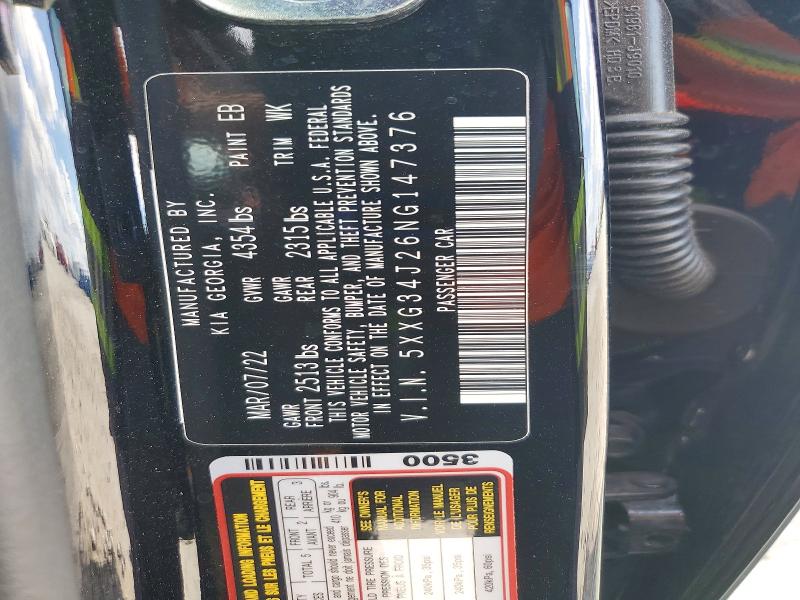 Aukcja sprzedaży 2022 Kia K5, vin: 5XXG34J26NG147376, numer aukcji: 52468776