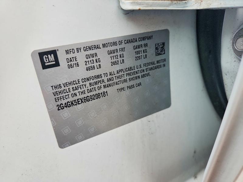 52438606 :رقم المزاد ، 2G4GK5EX6G9208181 vin ، 2016 Buick Regal مزاد بيع