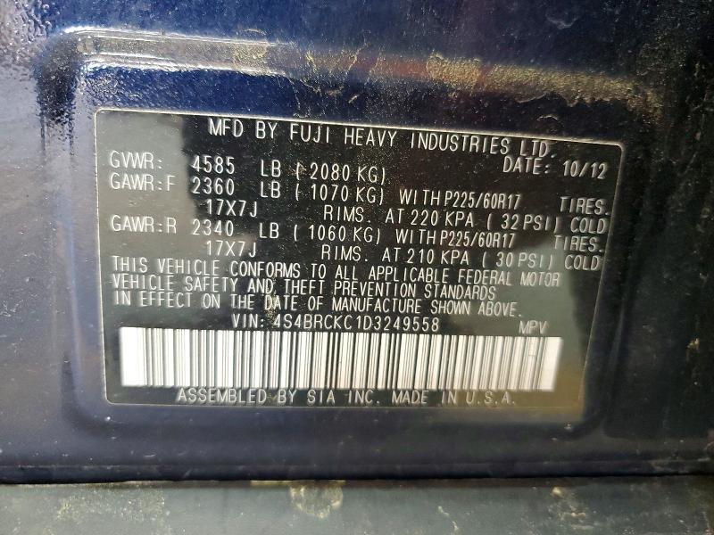 Продажа на аукционе авто 2013 Subaru Outback, vin: 4S4BRCKC1D3249558, номер лота: 52883216