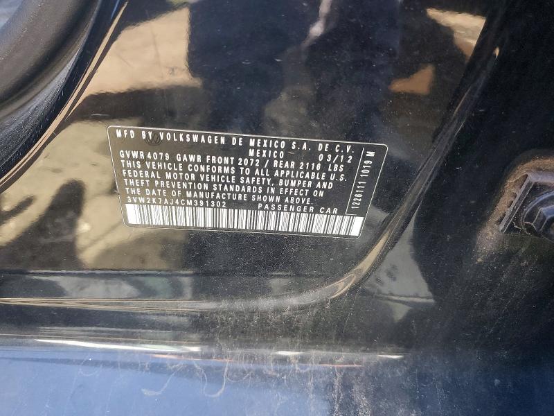 Aukcja sprzedaży 2012 Volkswagen Jetta, vin: 3VW2K7AJ4CM391302, numer aukcji: 52291266