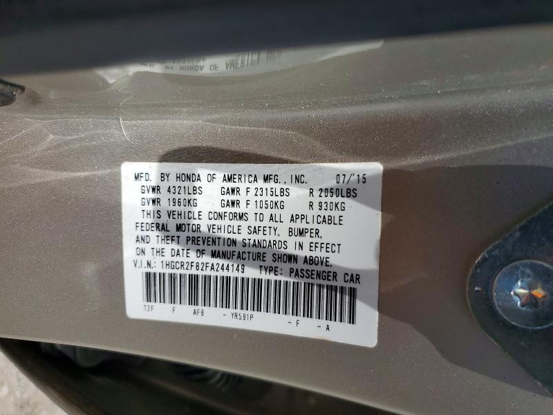 53967546 :رقم المزاد ، 1HGCR2F82FA244149 vin ، 2015 Honda Accord مزاد بيع