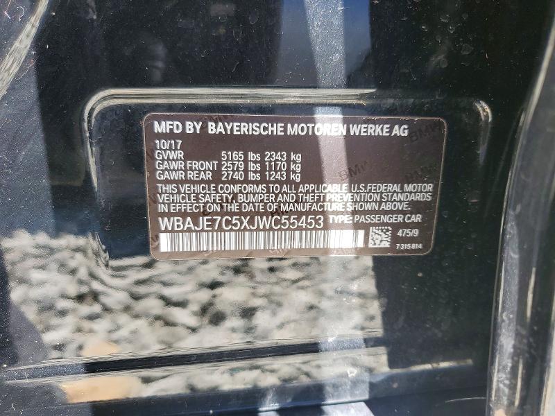 Продажа на аукционе авто 2018 Bmw 540, vin: WBAJE7C5XJWC55453, номер лота: 52387306