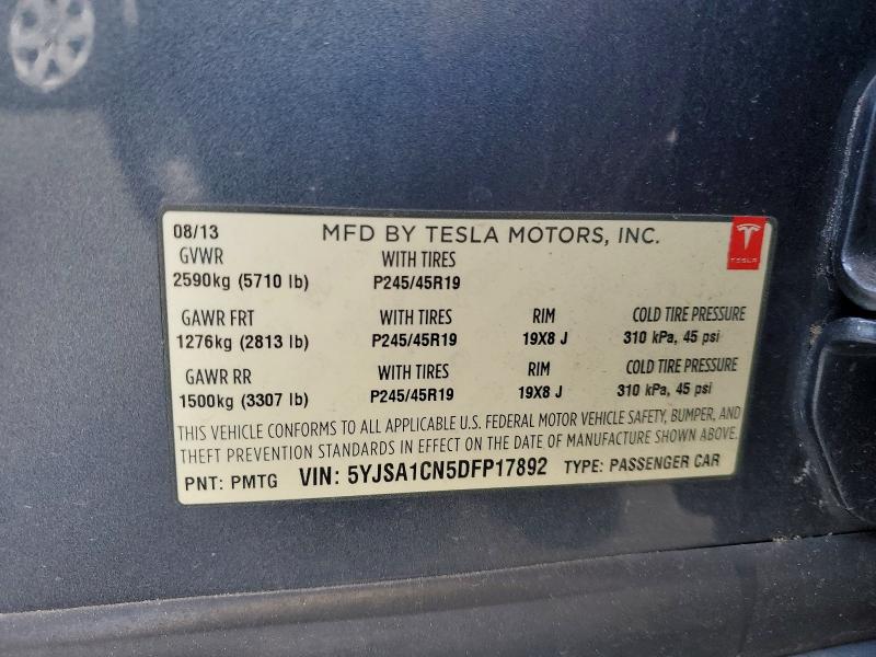 Продажа на аукционе авто 2013 Tesla Model S, vin: 5YJSA1CN5DFP17892, номер лота: 55012456