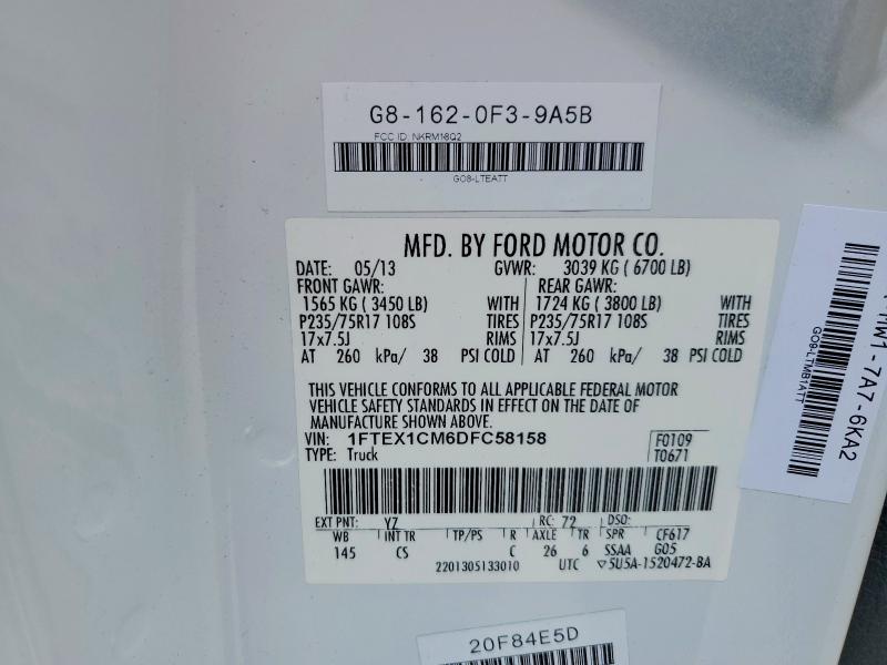 2013 Ford F150 მანქანა იყიდება აუქციონზე, vin: 1FTEX1CM6DFC58158, აუქციონის ნომერი: 54792216