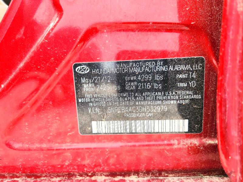 54096116 :رقم المزاد ، 5NPEB4AC3DH532979 vin ، 2013 Hyundai Sonata مزاد بيع