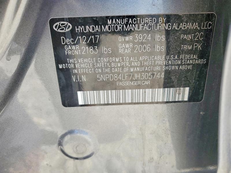 Продаж на аукціоні авто 2018 Hyundai Elantra, vin: 5NPD84LF7JH305744, номер лоту: 52783506