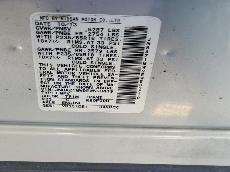 Продаж на аукціоні авто 2014 Nissan Murano, vin: JN8AZ1MW9EW503419, номер лоту: 53306096