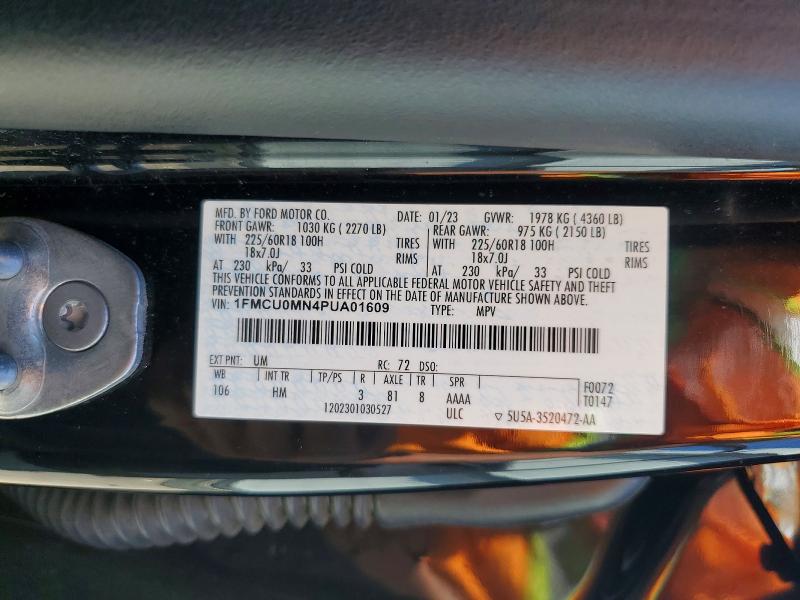 2023 Ford Escape მანქანა იყიდება აუქციონზე, vin: 1FMCU0MN4PUA01609, აუქციონის ნომერი: 52007706