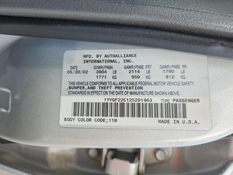 Aukcja sprzedaży 2002 Mazda 626, vin: 1YVGF22C125291463, numer aukcji: 52775466