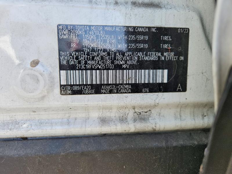 2023 Toyota Rav4 მანქანა იყიდება აუქციონზე, vin: 2T3C1RFV5PW251703, აუქციონის ნომერი: 53187466