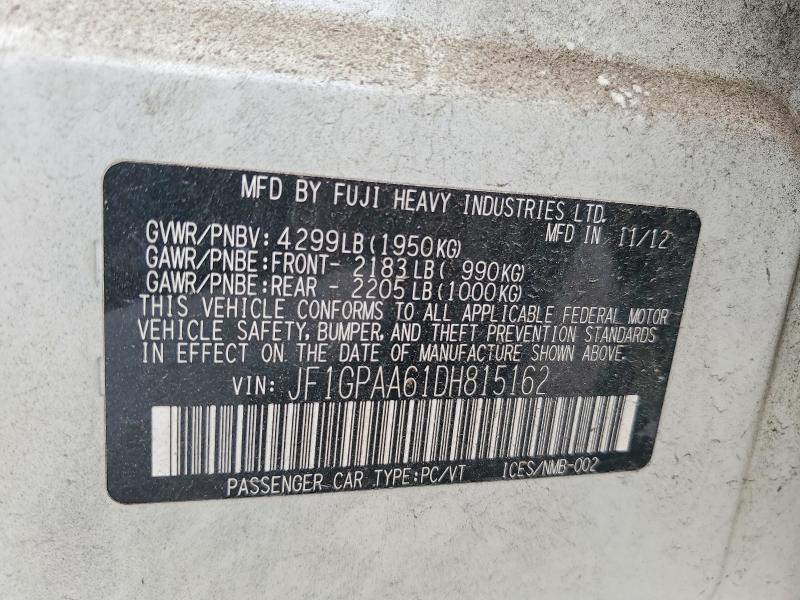 54619456 :رقم المزاد ، JF1GPAA61DH815162 vin ، 2013 Subaru Impreza مزاد بيع