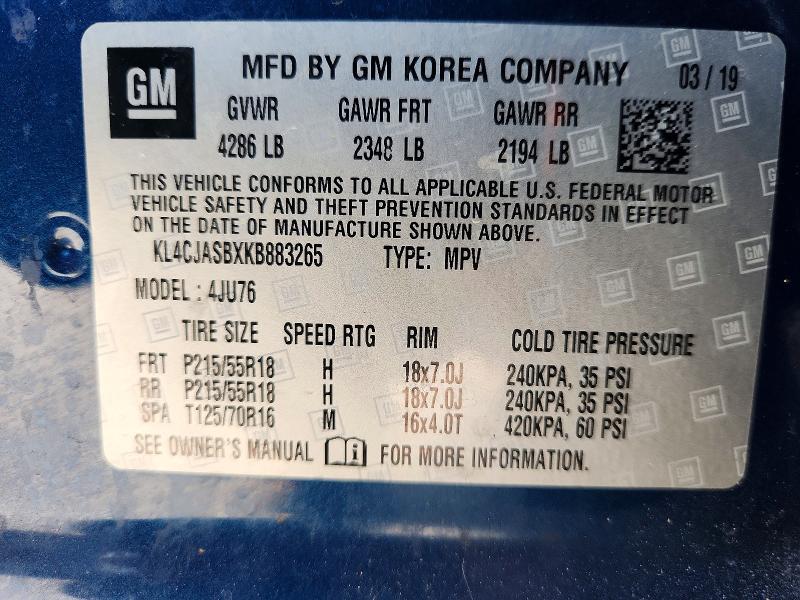 Aukcja sprzedaży 2019 Buick Encore, vin: KL4CJASBXKB883265, numer aukcji: 55354536