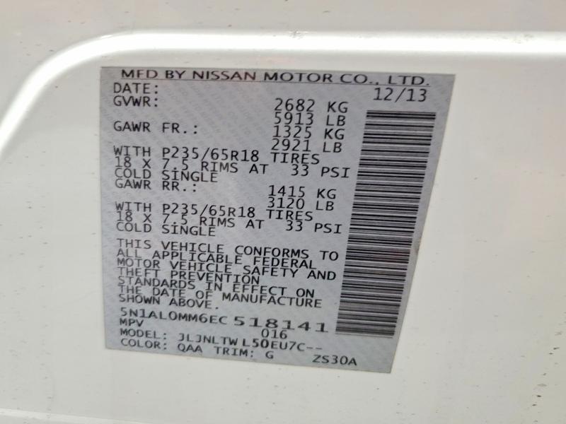 Продажа на аукционе авто 2014 Infiniti Qx60, vin: 5N1AL0MM6EC518141, номер лота: 52934696