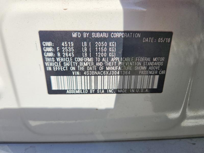 53414266 :رقم المزاد ، 4S3BNAC6XJ3041364 vin ، 2018 Subaru Legacy مزاد بيع
