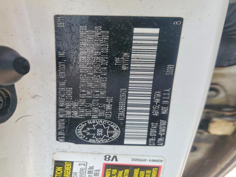 52545176 :رقم المزاد ، 4T3BA3BB6BU026428 vin ، 2011 Toyota Venza مزاد بيع