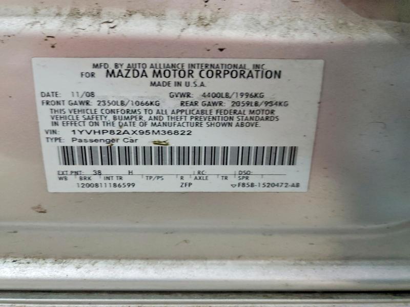 Aukcja sprzedaży 2009 Mazda 6, vin: 1YVHP82AX95M36822, numer aukcji: 54064066