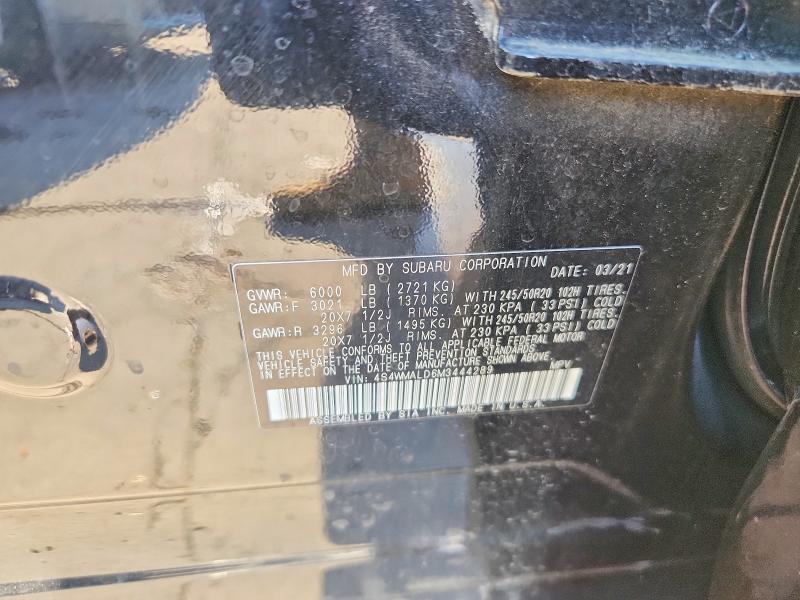 52678646 :رقم المزاد ، 4S4WMALD6M3444289 vin ، 2021 Subaru Ascent مزاد بيع