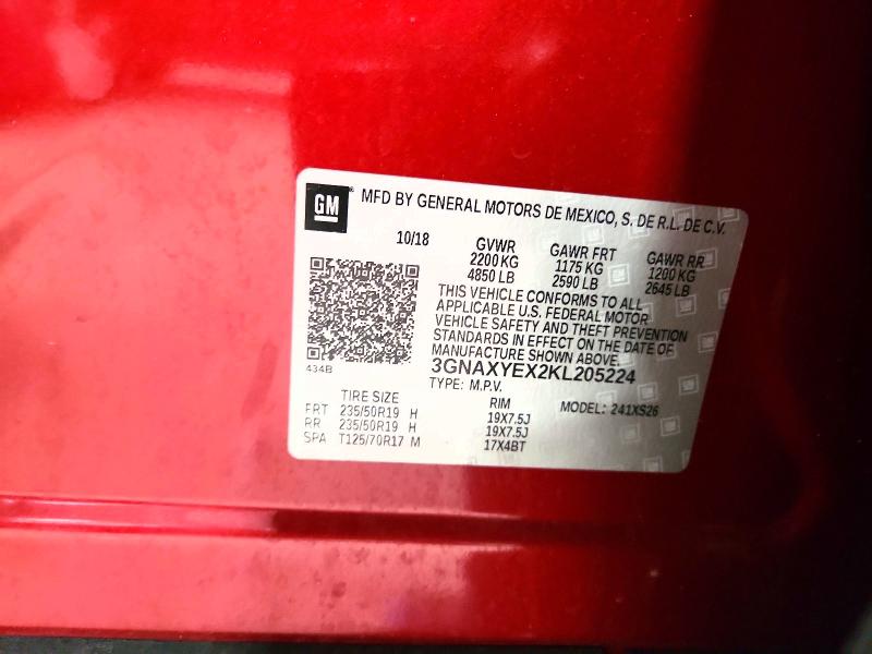 55089626 :رقم المزاد ، 3GNAXYEX2KL205224 vin ، 2019 Chevrolet Equinox مزاد بيع