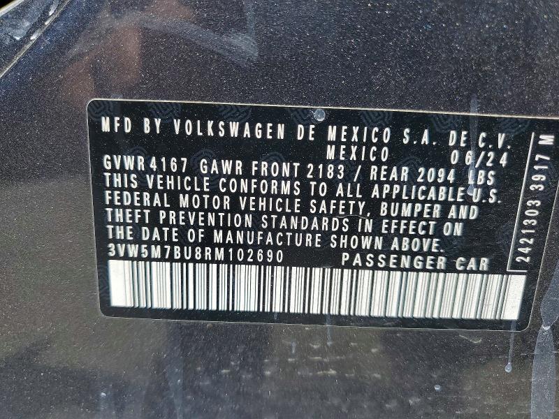 Aukcja sprzedaży 2024 Volkswagen Jetta, vin: 3VW5M7BU8RM102690, numer aukcji: 53438856