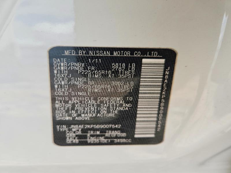 Aukcja sprzedaży 2011 Nissan Quest, vin: JN8AE2KP5B9007542, numer aukcji: 55367956