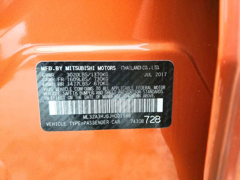 Продажа на аукционе авто 2018 Mitsubishi Mirage, vin: ML32A3HJ6JH001986, номер лота: 51869816