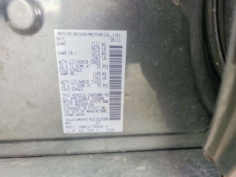 55416386 :رقم المزاد ، 5N1AT2MV9FC923206 vin ، 2015 Nissan Rogue مزاد بيع