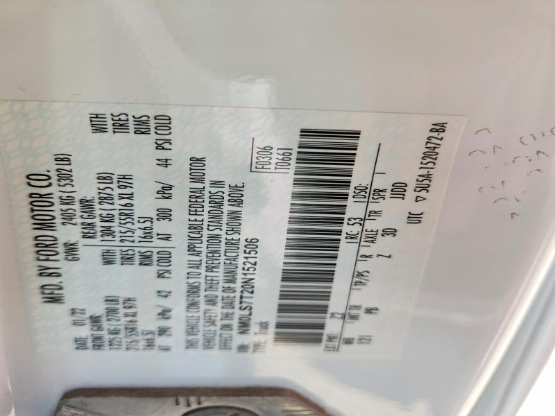 2022 Ford Transit Connect მანქანა იყიდება აუქციონზე, vin: NM0LS7T20N1521506, აუქციონის ნომერი: 55084046